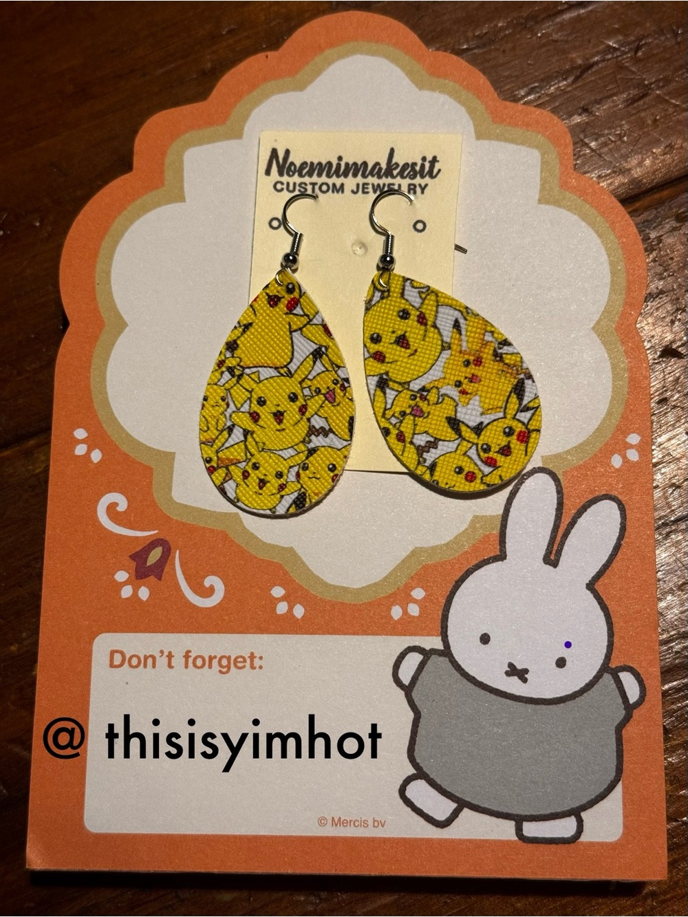 Pikachu Teardrop Earrings Custom Made Jewelry Pokémon Fandom Cosplay Dress Up